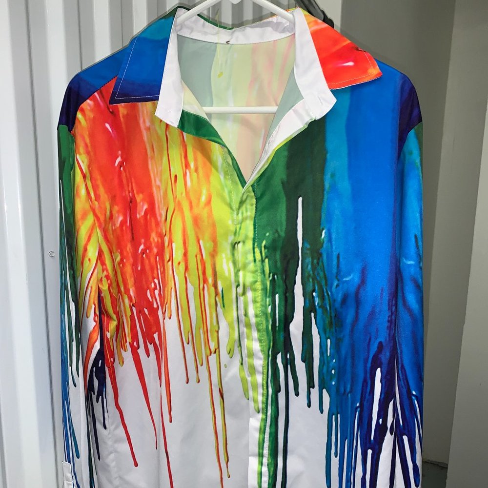 Paint Splattered Button Down Top